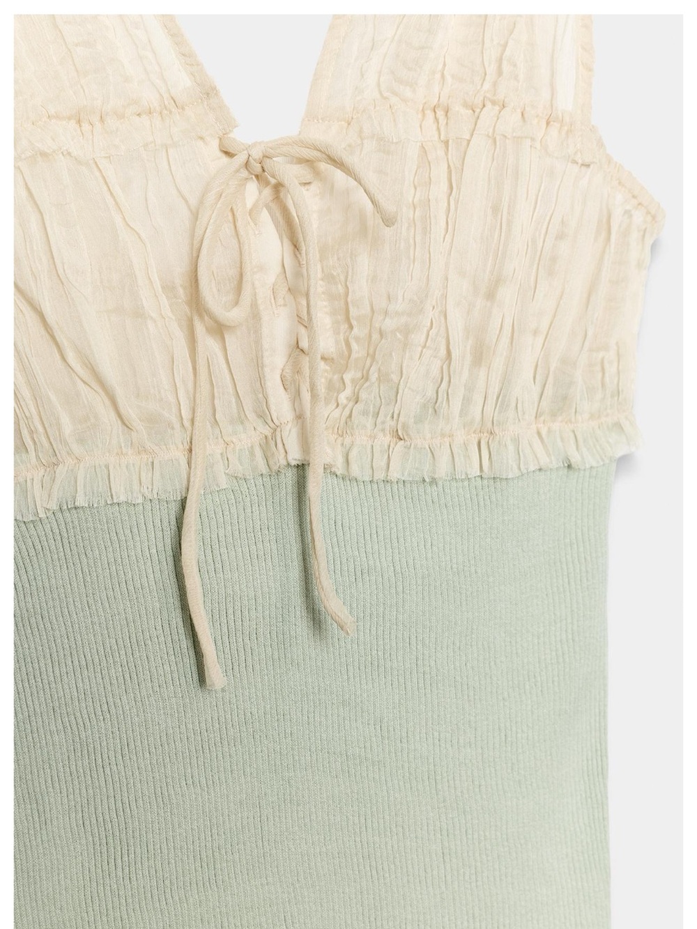 Zara NWT combined top cream mesh organza & mint color top - Picture 3 of 10